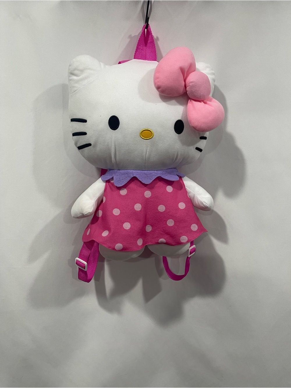 Hello Kitty Pink and White Plush Backpack with Polka Dot Dress